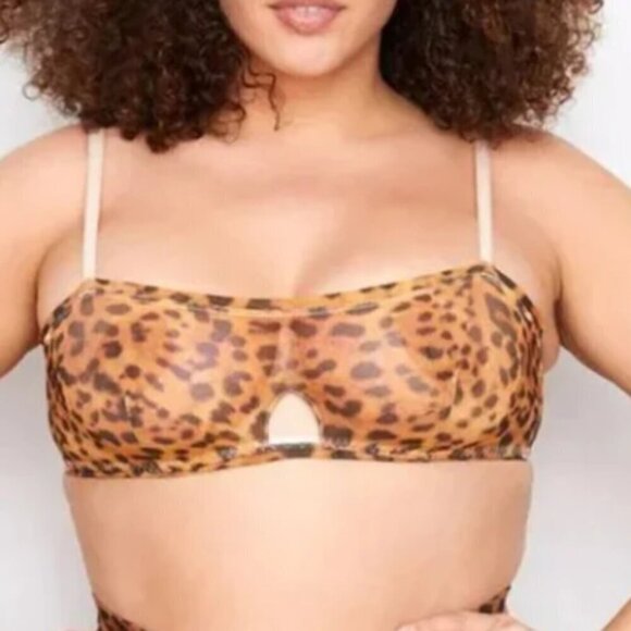 We are Hah/ Free People Mesh Leopard Print Bra Size 30-38 A - Picture 1 of 7